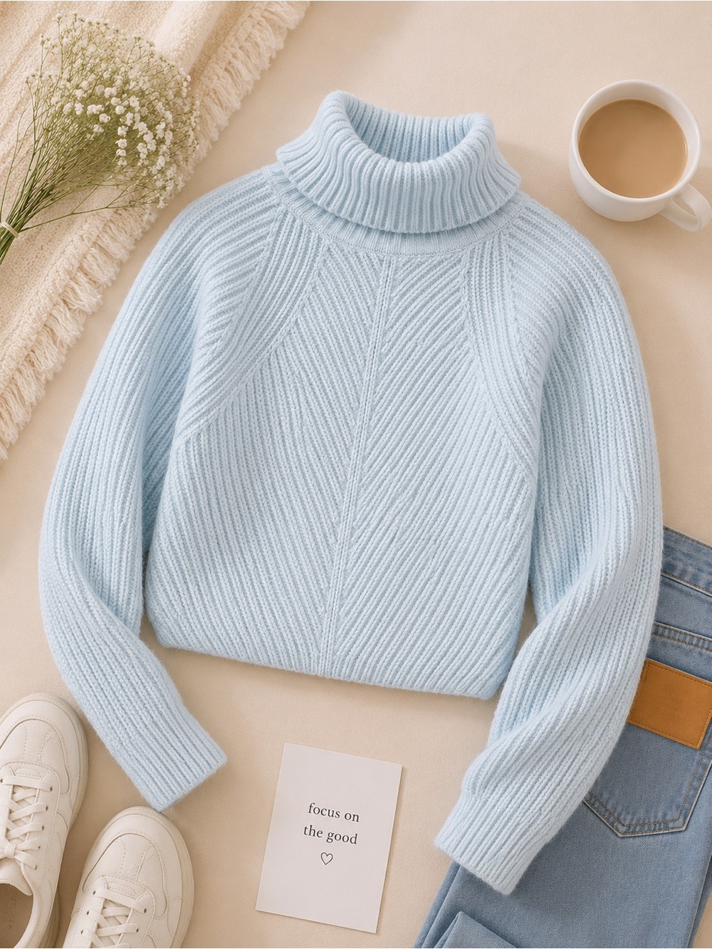 Maeve Anthropologie Blue Chunky Knit Turtleneck Sweater XXS